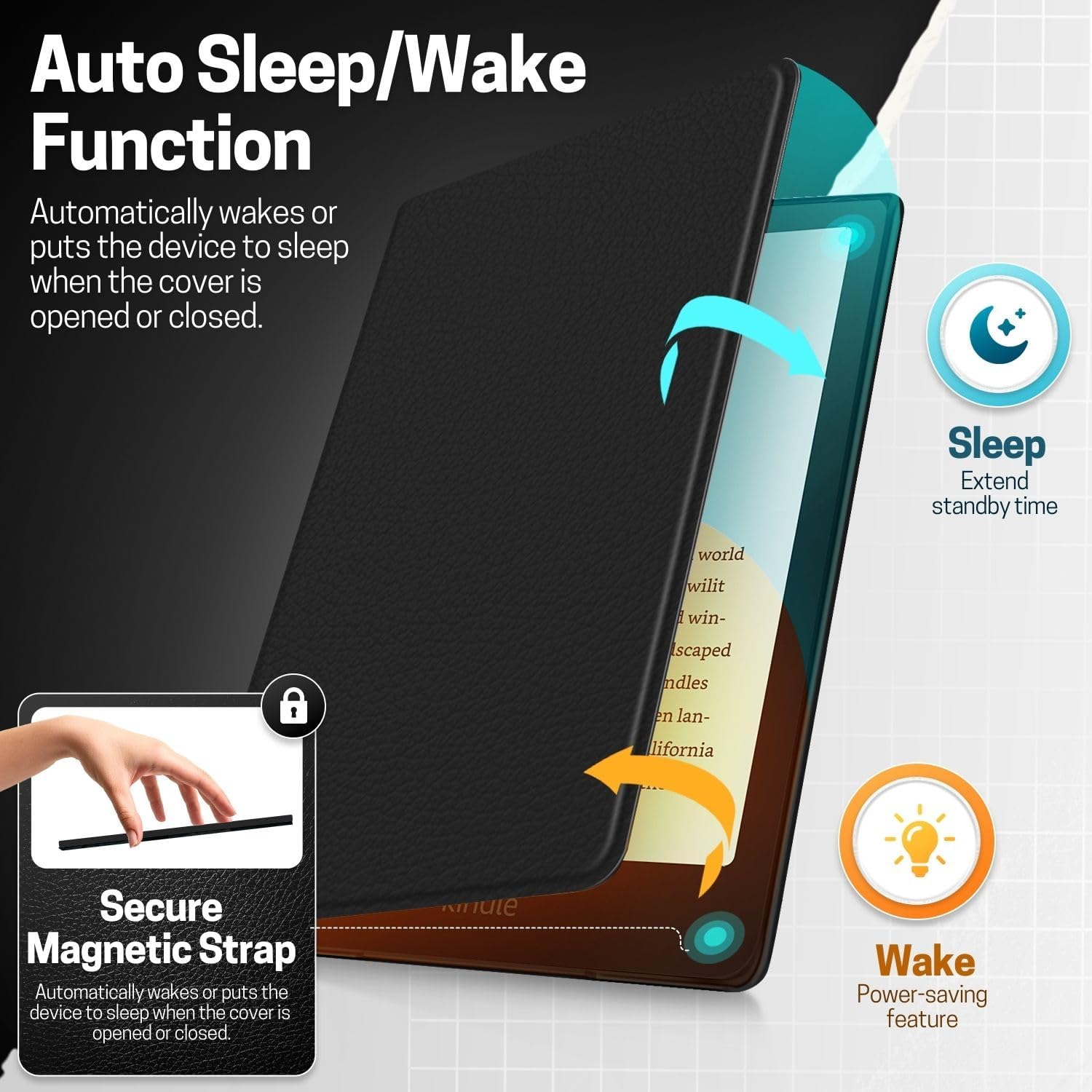 TNP Case for Kindle Paperwhite 12th Generation 2024 or Kindle Colorsoft SE Black v2