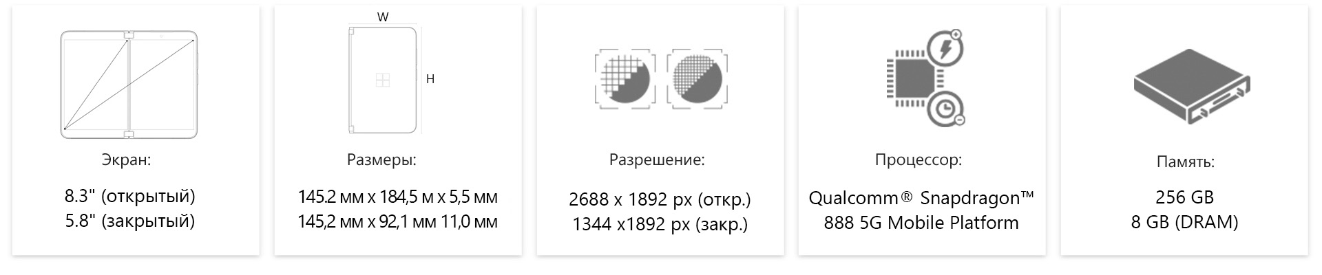 Характеристики Surface Duo 2 8GB 256GB