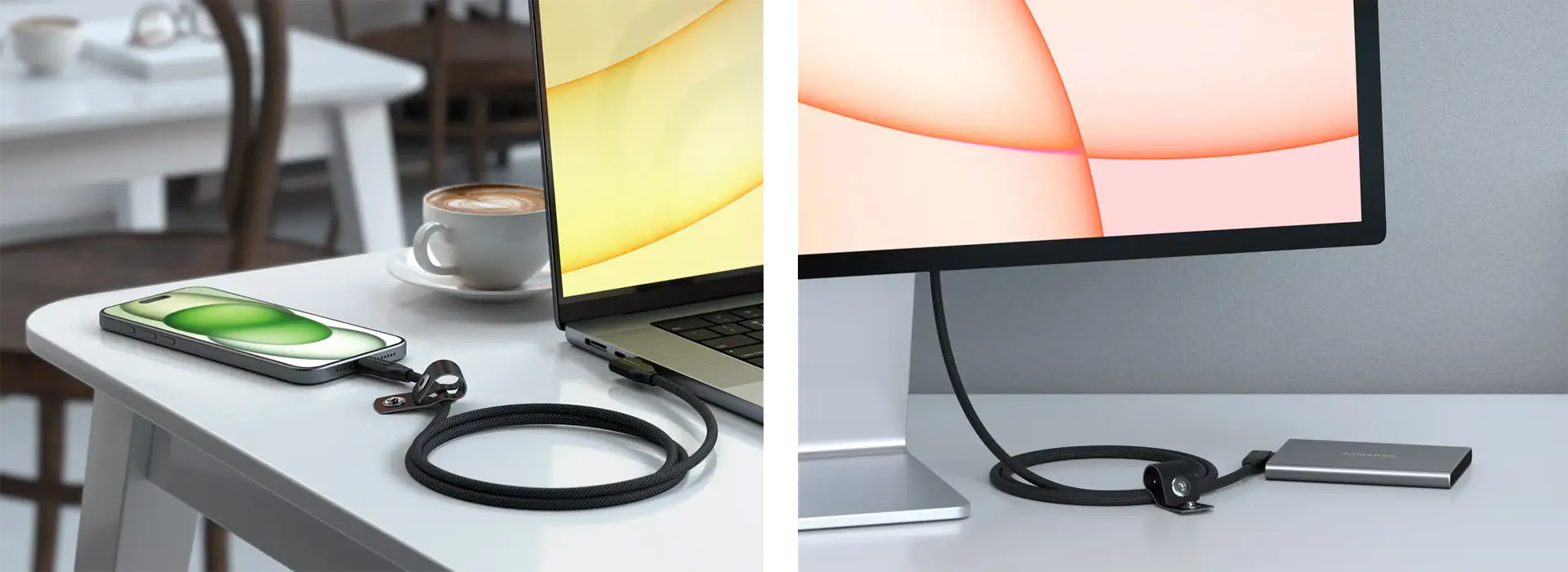 Right-Angle USB-C data-transfer and charger cable