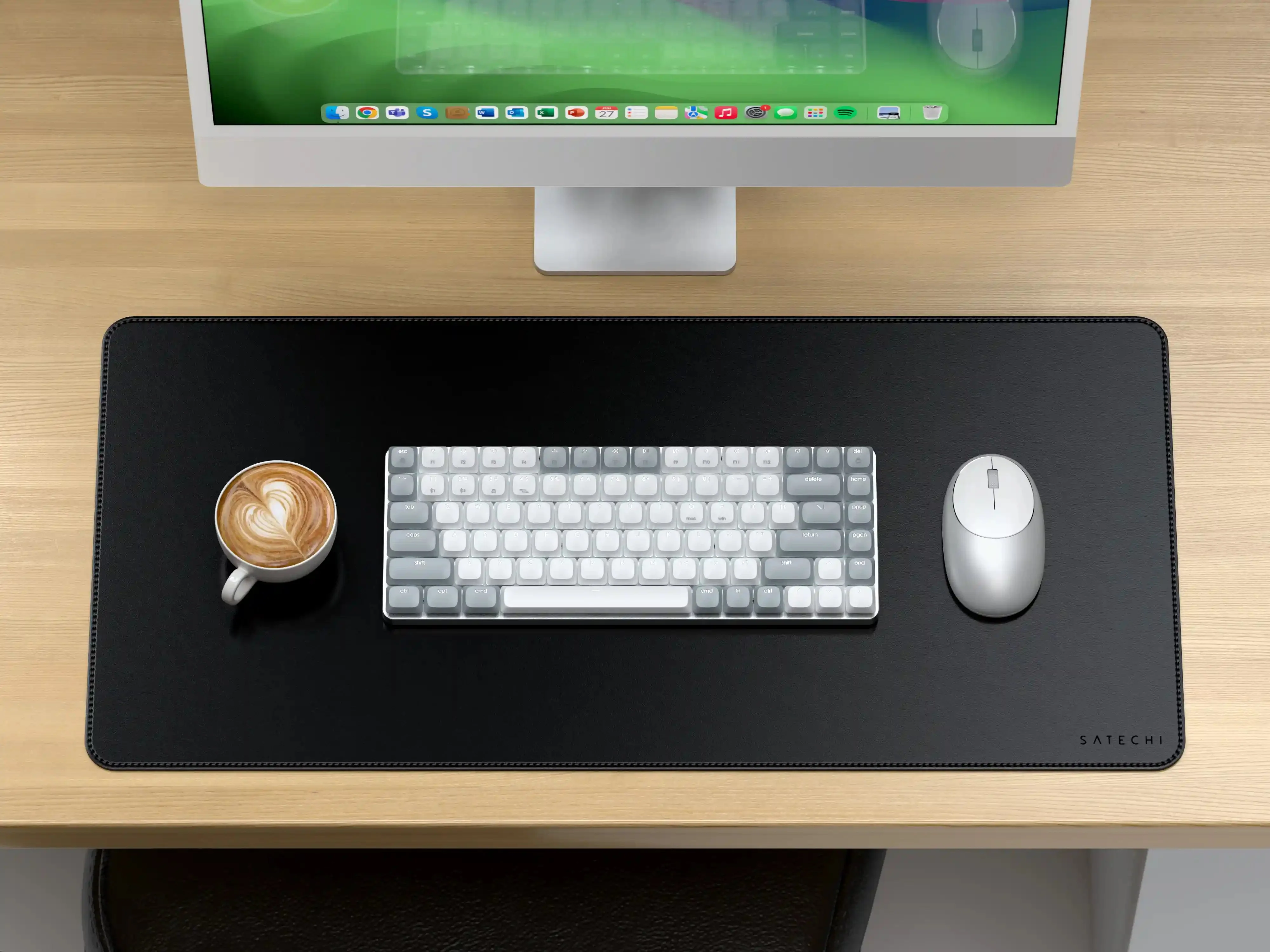 vegan leather premium desk mat satechi Black